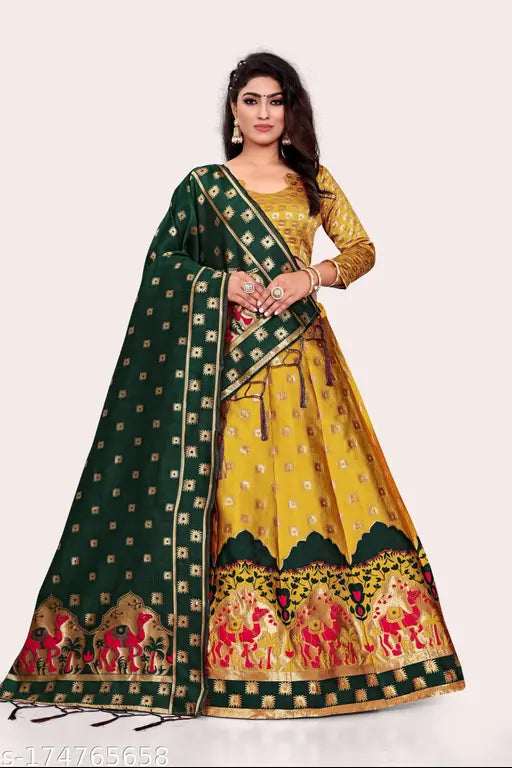 DISHWA FASHION BANARASI LEHENGA CHOLI WITH DUPATTA